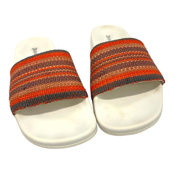 Zimmermann Beach Stripe Woven Raffia Pool Slides Red and Orange Sandals Women 39 - Picture 5 of 16